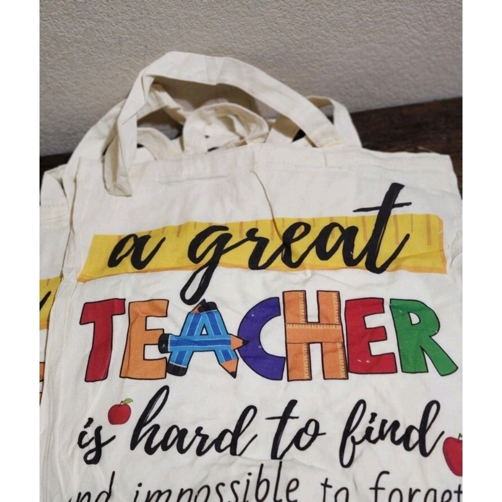 NEW‎ Teacher Appreciation Tote Bags Lot of 20 Canvas Gift Set Various Designs